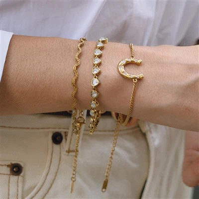 CZ ホースシュー リンク ブレスレット